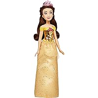 Disney Princess Royal Shimmer Belle Doll, Fashion Doll with Skirt and Accessories, Toy for Kids Ages 3 and Up, Yellow
