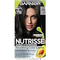 Nutrisse Ultra Coverage Hair Color, Deep Soft Black Hair Dye (Black Sesame) 200, Pack of 1