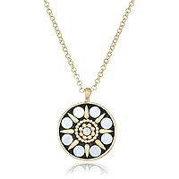 Lucky Brand Gold-Tone Hammered Mother-of-Pearl Pendant Necklace, 18