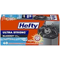 Hefty Ultra Strong Tall Kitchen Trash Bags, Blackout, Clean Burst, 13 Gallon, 40 Count