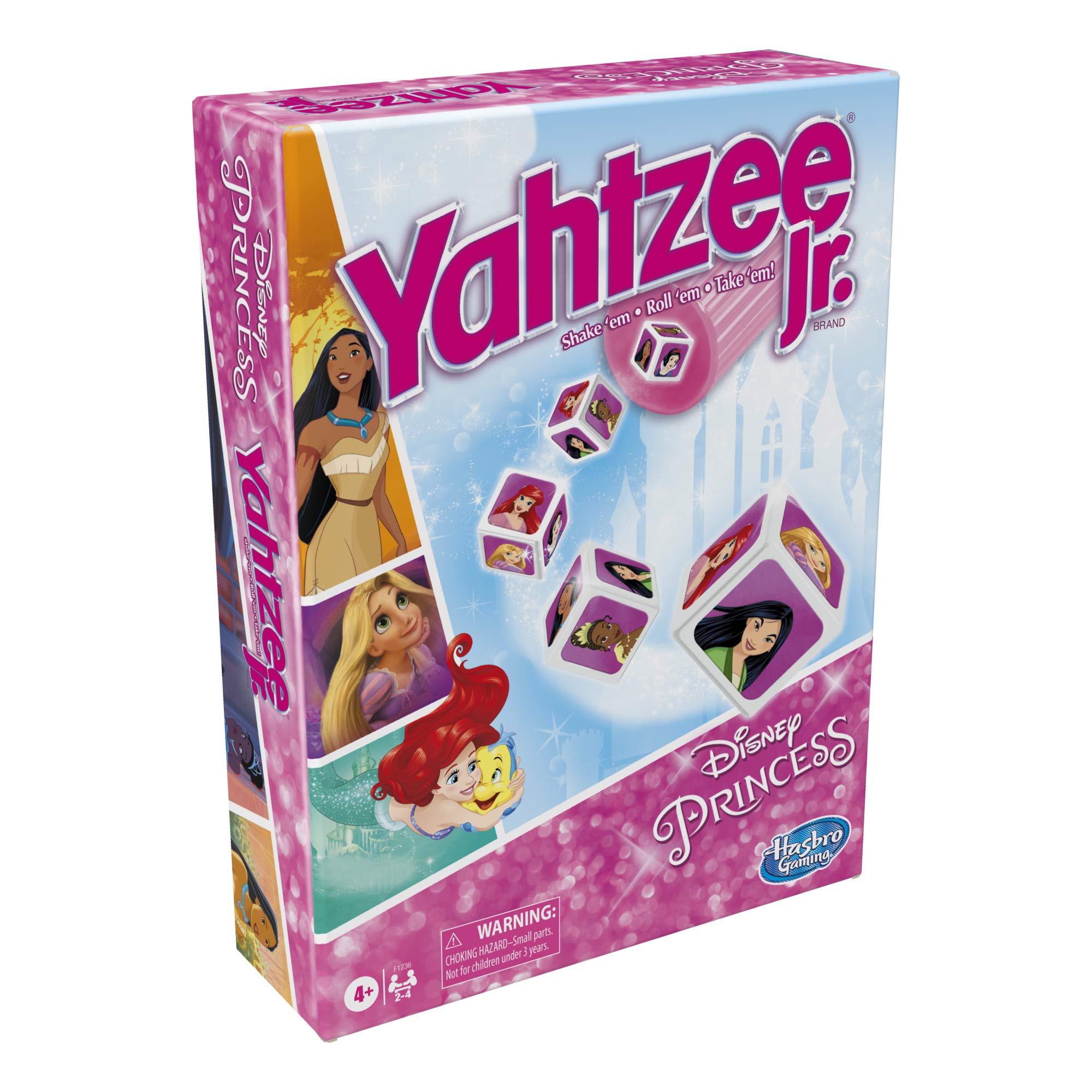 Yahtzee Jr.: Disney Princess Edition Board Game for Kids Ages 4 and Up, for 2-4 Players, Counting and Matching Game for Preschoolers (Amazon Exclusive)