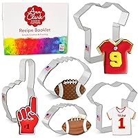 Football Cookie Cutters 5-Pc. Set Made in the USA by Ann Clark, Fan Hand, Large Football, Small Football, Large T-shirt/Jersey, Small T-shirt/Jersey