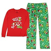 Dr. Seuss Women's The Grinch Let The Gifting Begin Junior's Lounge Pajama Sleep Set