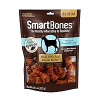 Mini Chews With Real Peanut Butter 32 Count, Rawhide-Free Chews For Dogs
