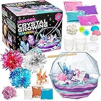 Original Stationery Grow Your Own Crystal Unicorn Terrarium Kit, Crystal Growing Kit with Everything Needed to Grow 3 Real Crystals for Kids, Fun Creative Experiment for Girls