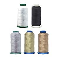 Mandala Crafts Bonded Nylon Thread for Sewing Leather, Upholstery, Jeans and Weaving Hair - Heavy-Duty 1500 Yards Size 69 T70 Bundle (5 Items)