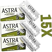 Astra Superior Premium Platinum Double Edge Safety Razor Blades, 5 Count (Pack of 3)