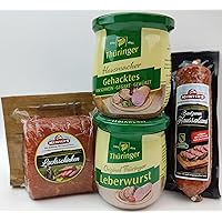 Oberlausitz Sausage Pack of 2 Canned Sausages | Elegant Salami Smoked Ham in One Piece | Liver Sausage and Mead Sausage Glass Preserve | Available as a Gift (Liver Sausage/Meadsausage)