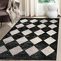 Lahome Moroccan Trellis Area Rug - 3x5 Washable Black Entry Rug Non Slip Living Room Mat, Distressed Lattice Soft Stain Resistance Indoor Throw Carpet for Front Door Foyer Bedroom Bathroom