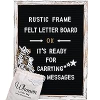 Whitewashed Wood Frame Black Felt Letter Board 12x16 inch with Letters, Stand, Scissors Set,Board for Announcement with Changeable Letters,Rustic Felt Board,First Day Of School Message Board
