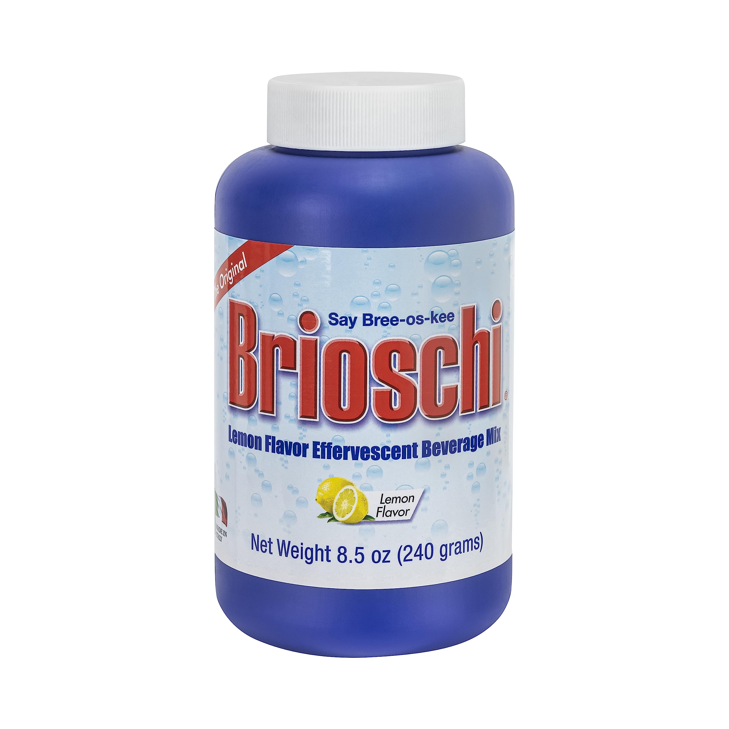 Brioschi Italian Lemon Flavored Effervescent Heartburn, Upset Stomach, Acid Indigestion, 8.5 oz bottle