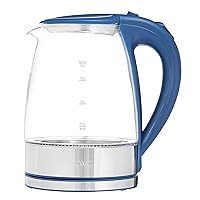 COOK WITH COLOR Glass Electric Kettle 1.8L - Rapid Boil, Sleek Design, and Safety Features - Great for Quick and Easy, Blue