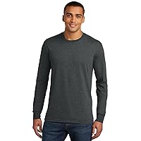 District Made Mens Perfect Tri Long Sleeve Crew Tee DM132, Black Frost, L