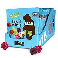 Real Fruit Snack Minis, Raspberry/Blueberry, No added Sugar, All Natural, Bite Sized Snacks for Kids, Non GMO, Gluten Free, Vegan, 0.7 Oz (Pack of 18)