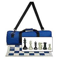 WE Games Staunton Tournament Chess Set w/Electric Blue Canvas Bag & Weighted Pieces - 4 in. King