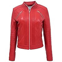 DR222 Women's Casual Biker Leather Jacket Red