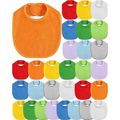 JaGely 30 Pack Baby Muslin Bandana Drool Bibs for Boys Girls Multicolor Solid Terry Cotton Unisex Waterproof Feeder with Fiber Filling Adjustable Newborn Teething and Drooling