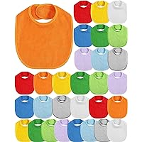 JaGely 30 Pack Baby Muslin Bandana Drool Bibs for Boys Girls Multicolor Solid Terry Cotton Unisex Waterproof Feeder with Fiber Filling Adjustable Newborn Teething and Drooling