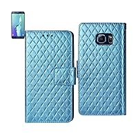 Reiko Rhombus Patter Wallet Case for Samsung Galaxy S6/Edge Plus & Others - Retail Packaging - Blue