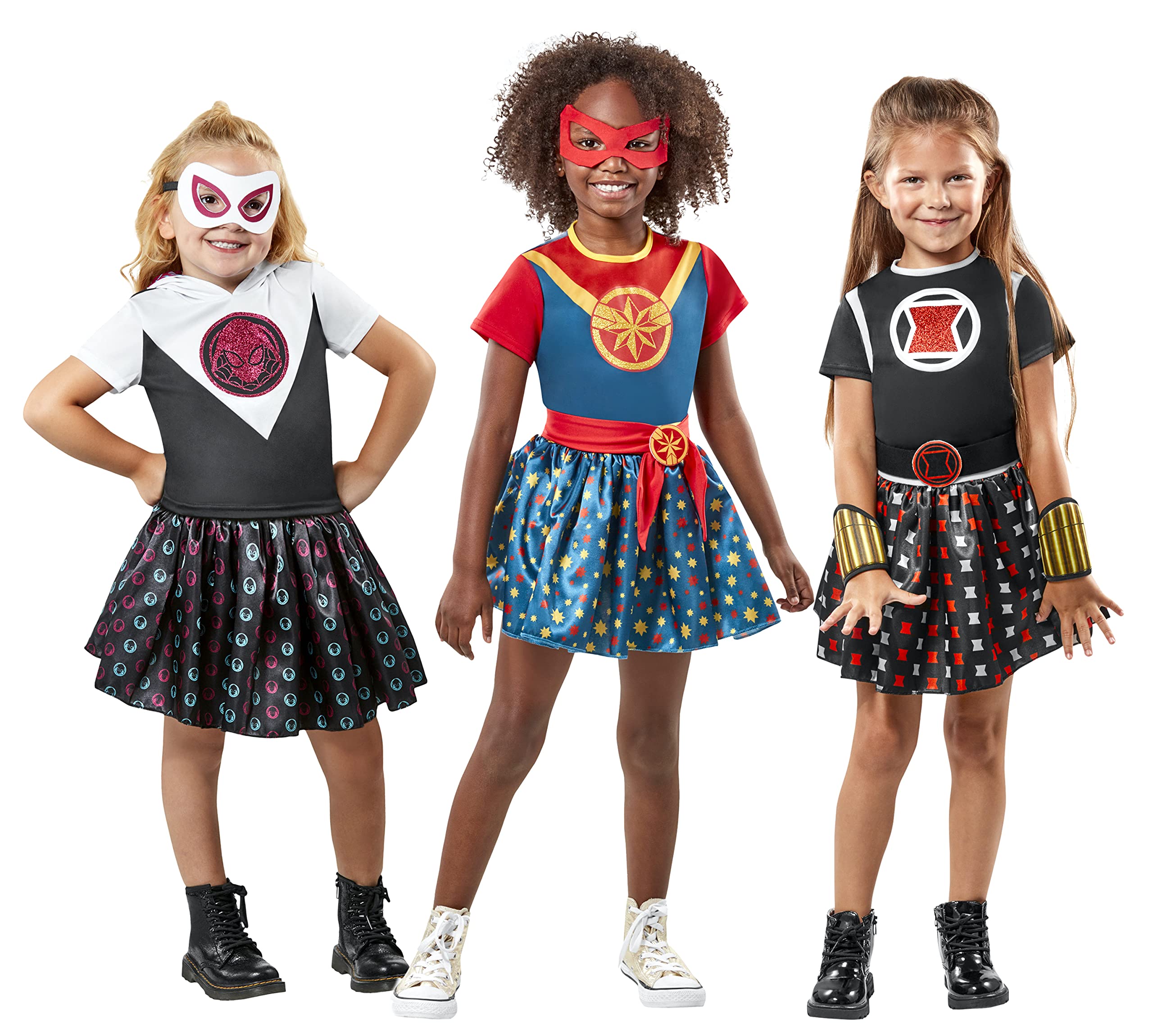 Rubie's Marvel Girl's Trunk Set (Captain Marvel, Ghost Spider, Black Widow), Small