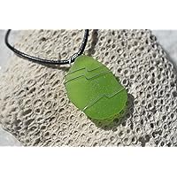 Lime Green Sea Glass on a Leather Cord Necklace