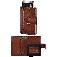 Credit Card Holder with RFID Blocking,Pop Up Cards Slim Leather Wallet,Bifold Pocket Wallet with Banknote Slot and ID Window for Men