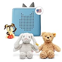 Toniebox Audio Player Starter Set with Jimmy Bear, Hoppie Rabbit, & Playtime Puppy - Listen, Learn, and Play with One Huggable Little Box - Light Blue