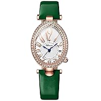 Women's Vintage Oval Watches Classic Women's Analogue Quartz Watches Ultra Thin Luxury Diamond Watch Women's Bangle Bracelet Wrist Watch Female Dress Watch with Leather Strap