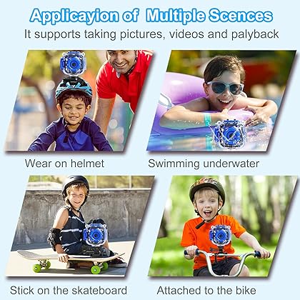 PROGRACE Kids Camera Waterproof Boys - Toy Gifts for Boy Kids Video Camera Underwater Recorder HD Kids Digital Camera Toddler Children Camcorder Age 3 4 5 6 7 8 9 10 Year Old Birthday Presents