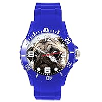 TAPORT® Blue Silicone Strap Pug Dog Quartz Watch Bracelet, Bracelet