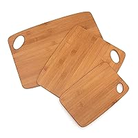 Lipper International Bamboo Wood Thin Cutting Board with Oval Hole in Corner, Assorted Sizes, Set of 3
