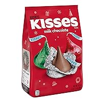 HERSHEY'S KISSES Milk Chocolate Candy, Christmas, 34.1 oz Bulk Bag (Pack of 2)
