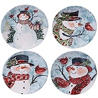 Certified International Watercolor Snowman Dinnerware,Dishware, Red Medium