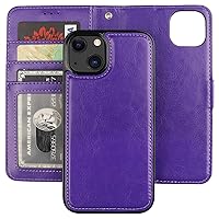 Bocasal Detachable Wallet Case for iPhone 13 Mini RFID Blocking Card Slots Holder Premium PU Leather Magnetic Kickstand Shockproof Wrist Strap Removable Flip Protective Cover 5G 5.4 inch (Purple)