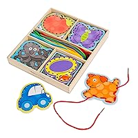 Alphabet Wooden Lacing Cards With Double-Sided Panels and Matching Laces - Lacing Toys For Toddlers, Fine Motor Skills Threading Cards, Sewing Cards For Preschoolers And Kids Ages 3+