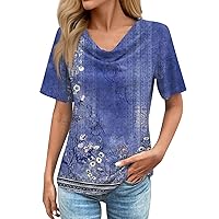 Womens Blouses,Short Sleeve Plus Size Printed Shirt Loose Summer Top Casual Fashion T Shirt Trendy 2024 Tee