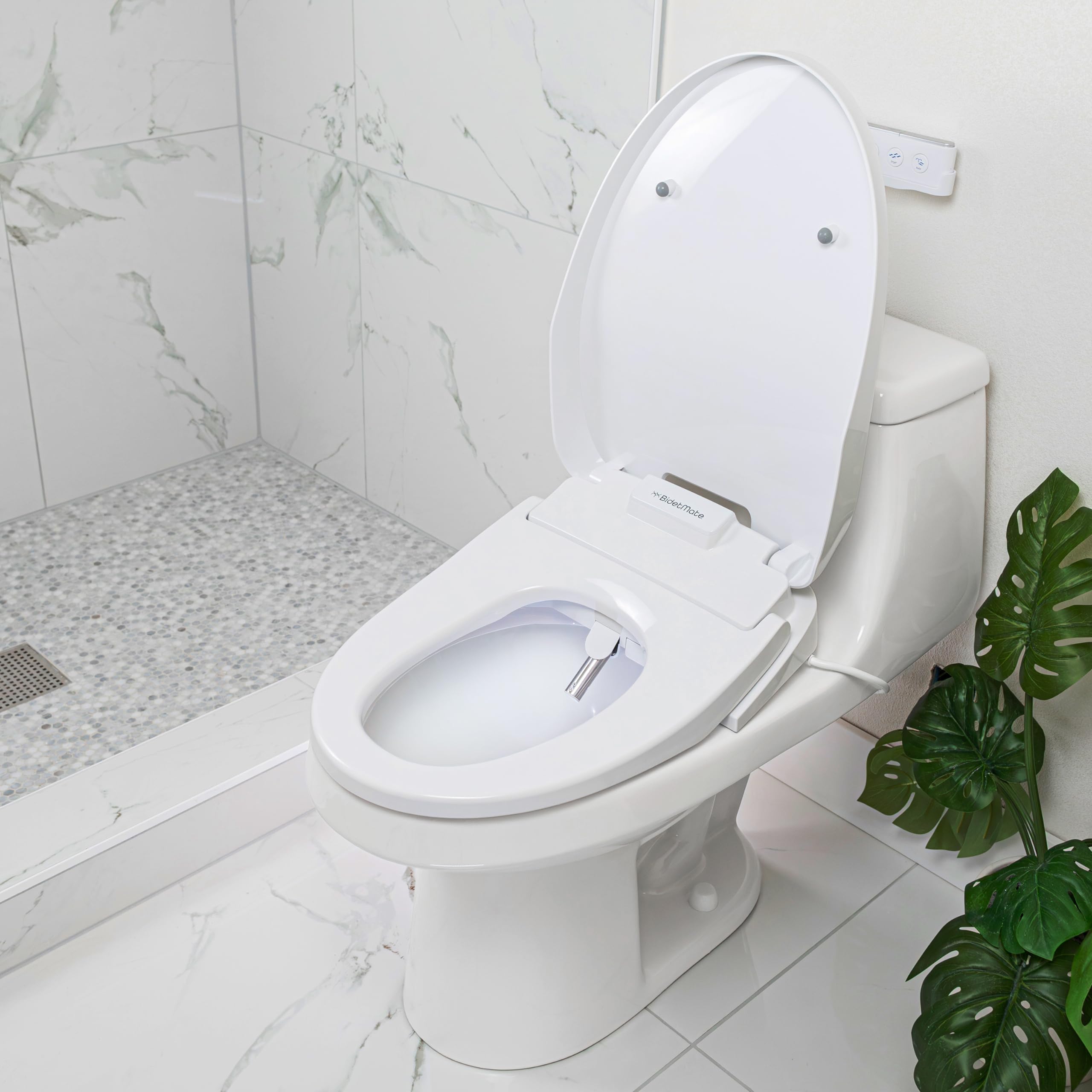 BidetMate 3500 Series Electric Bidet Heated Smart Toilet Seat with Automatic Opening and Closing Lid & Seat, Unlimited Heated Water, Remote, Warm Air Dryer, and Self-Cleaning - Fits Elongated Toilets