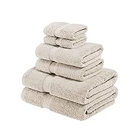 Superior Egyptian Cotton Pile 6 Piece Towel Set, Includes 2 Bath, 2 Hand, 2 Face Towels/Washcloths, Ultra Soft Luxury Towels, Thick Plush Essentials, Guest Bath, Spa, Hotel Bathroom, Stone