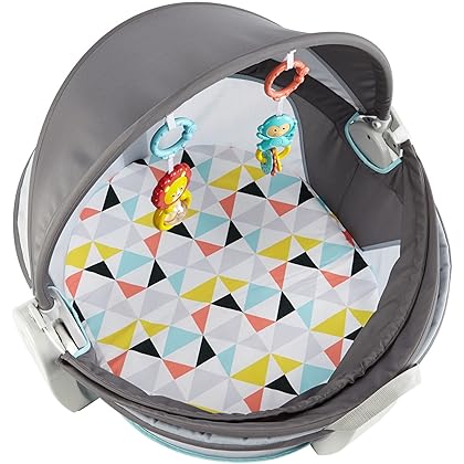 Fisher-Price Portable Bassinet and Play Space On-the-Go Baby Dome with Developmental Toys and Canopy, Windmill