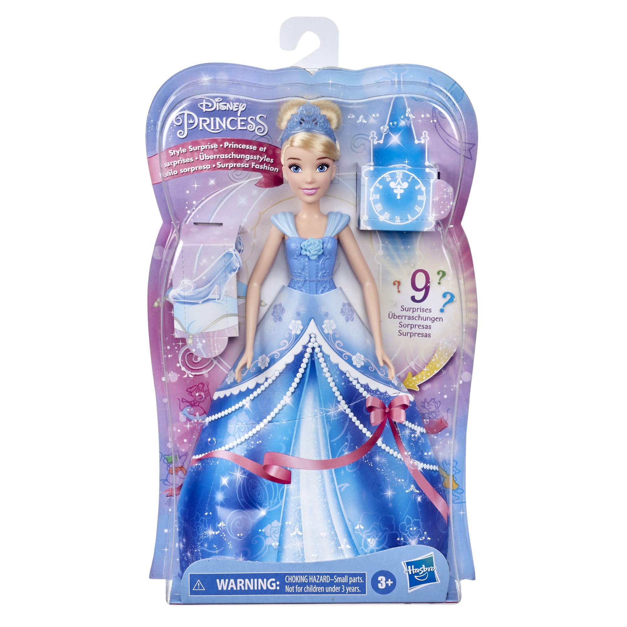 Disney Princess Style Surprise Cinderella Fashion Doll with 10 Fashions and Accessories, Hidden Surprises Toy for Girls 3 Years Old and Up