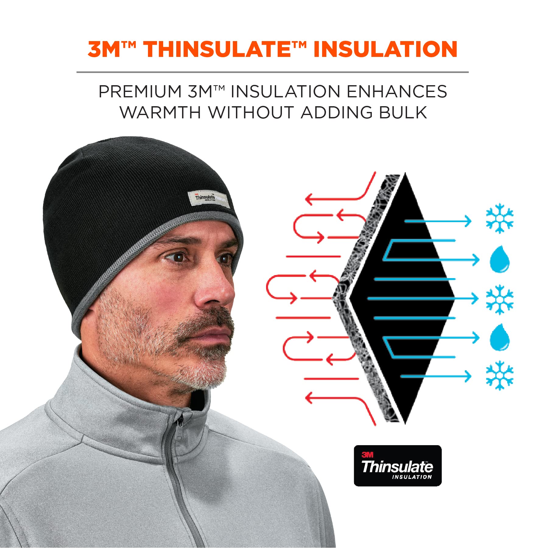 Ergodyne - 16818 N-Ferno 6818 Insulated Thermal Knit Beanie Hat,Black