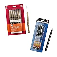 SAKURA Pigma Micron Fineliner Pens - Archival Black Ink Pens - Pens for Writing, Drawing, or Journaling - Assorted Point Sizes - 6 Pack & Microperm Ultra Fine Point Pens - 3 Pack
