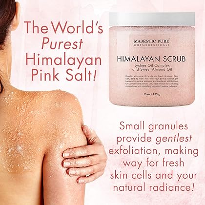 Majestic Pure Himalayan Salt Body Scrub & Brown Sugar Scrub Set. All Natural Scrubs for Skin Care. Exfoliate and Moisturize, Stretch Marks, Acne & Cellulite