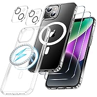Temdan Magnetic for iPhone 14 Case,[Not Yellowing] with 2 Pack [Glass Screen Protector + Lens Protector] Military Drop Protection Shockproof Slim iPhone 14 Phone Case 6.1