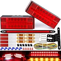 Boat LED Trailer Lights Kit and Light Bar with Wiring Harness Combined Stop, Tail Lights, Amber Trailer Marker Lights, Boat Trailer for Camper Truck Snowmobile (Rectangle Trailer Lights Kit)