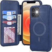 Wallet Case for iPhone 14 Plus, Compatible with Mag Safe Magnetic Wireless Charging Premium PU Leather Flip Case with Card Holder Kickstand Phone Cover 6.7 Inch,Blue