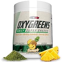 EHPlabs OxyGreens Super Greens Powder - Spirulina & Chlorella Superfood, Green Juice Powder & Greens Supplements with Prebiotic Fibre, Antioxidants & Immunity Support, 30 Serves (Pineapple)
