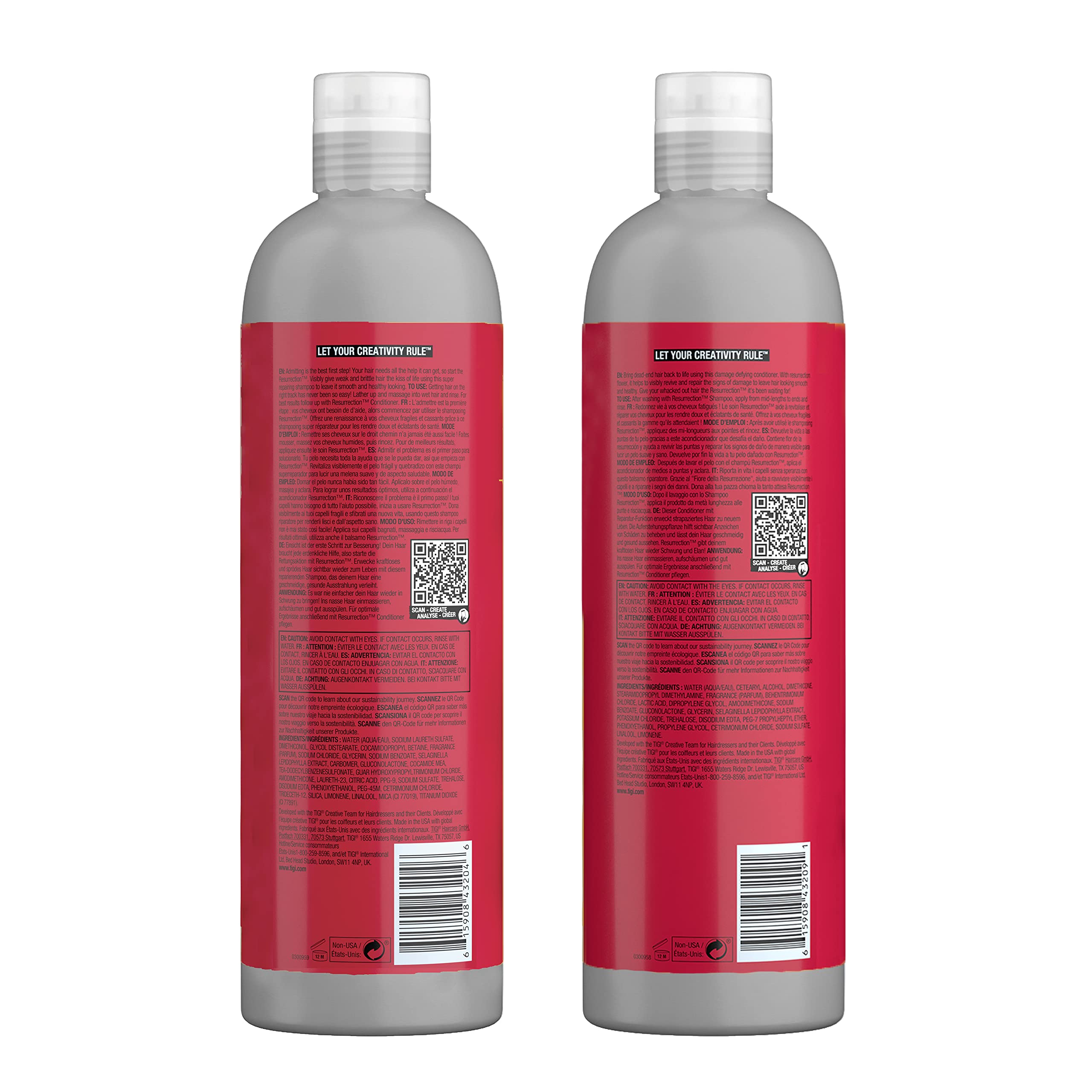 Bed Head by TIGI Shampoo & Conditioner For Damaged Hair Resurrection Infused With The Resurrection Plant 2 x 25.36 fl oz