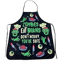 Crazy Dog T-Shirts Zombies Eat Brains Don't Worry You're Safe Funny Halloween Brains Cooking Graphic Kitchen Smock Funny Graphic Kitchenwear Halloween Funny Food Novelty Black Apron