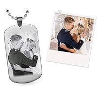 Personalized Photo Engraved Dog Tag | Pendant With Necklace | Stainless Steel | Silver | Special Jewelry Gift 4 Wedding Baby and Love | Customized | Most Beautiful Memory